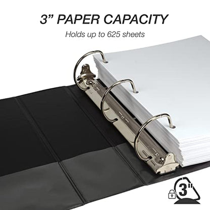 Samsill Durable 3 inch 3 Ring Binder, D Ring Binder, 100% Recycled Chipboard, Black - color: Black, size: 1 Pack, style: 3 Inch