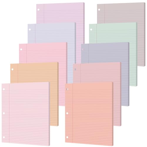 gisgfim 100 Sheets 3 Hole Punched Lined Refill Paper 8 x 10.5 Inch Loose Leaf Paper 3-Ring Binders College Ruled Notebooks Planner Inserts Thicken for Writing School Office Home Supplies(Dreamy) - color: Dreamy