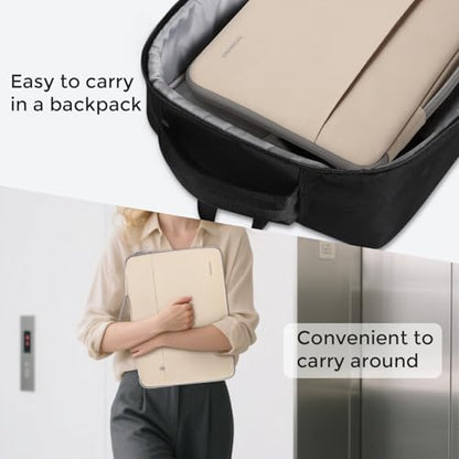 DOMISO 14 inch Laptop Case Sleeve Protective Cover Compatible with 15 inch MacBook Air M4 M3 M2,MacBook Pro,14-15 inch HP Dell ASUS Lenovo Chromebook,Waterproof Computer Cases Bag with Handle,Beige - color: Beige, size: 15" for Macbook Air