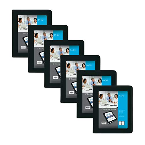 Blue Sky ProView Legacy Black 3 Ring Binder, Letter Size, 1", Textured Faux Leather Cover, Built-in Pockets, Holds 175 Sheets, 6-Pack (10504-C) - size: 1", style: 6 Binders