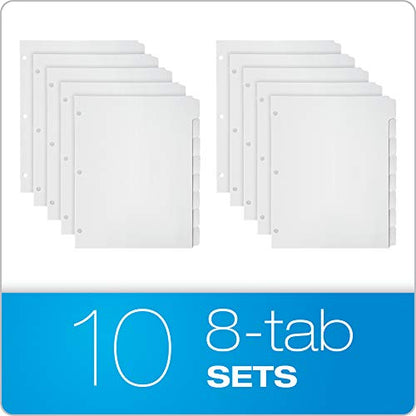 Oxford Binder Dividers for 3 Ring Binders, 10 Pack, 8-Tab Dividers, Write On Tabs, White Paper, 80 Total - size: 8-Tab, 10 Sets