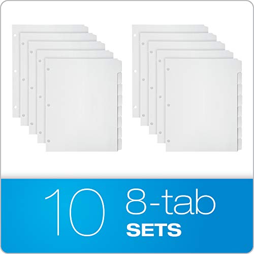 Oxford Binder Dividers for 3 Ring Binders, 8-Tab Dividers, Write On Tabs, White Paper, 10 Count (Pack of 10) - size: 8-Tab, 10 Sets (Pack of 10)