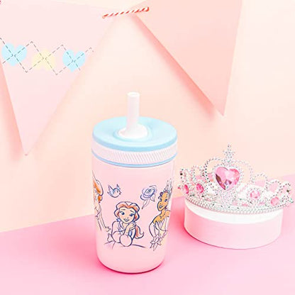Zak Designs Disney Princess Kelso Toddler Cups For Travel or At Home, 12oz Vacuum Insulated Stainless Steel Sippy Cup With Leak-Proof Design For Kids (Ariel, Belle, Cinderella, Mulan, Tiana) - color: Princess