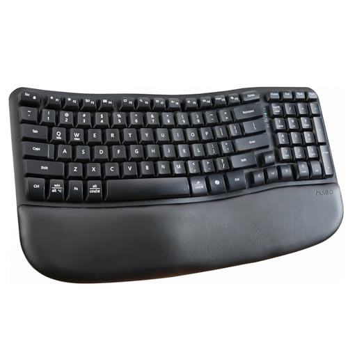 Nulea RT08 Wave Keys Wireless Ergonomic Keyboard with Cushioned Palm Rest, 2.4GHz Ergo Cordless USB Computer Keyboard, Comfortable Natural Typing, for Laptop, Mac, Windows Black - color: Black