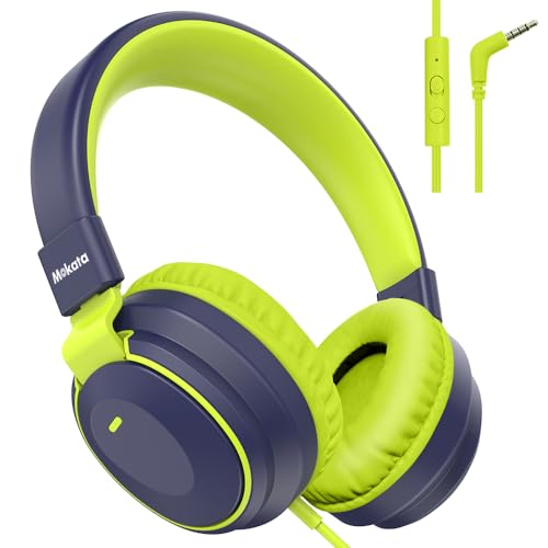 Headphone Kids Volume Limited 85/94dB Wired Over-Ear/On-Earr Foldable Headset with Inline Cable Aux 3.5mm Cord Mic for Toddler Child Back to School Pad Tablet Mexico Deepblue - color: DeepBlueSky
