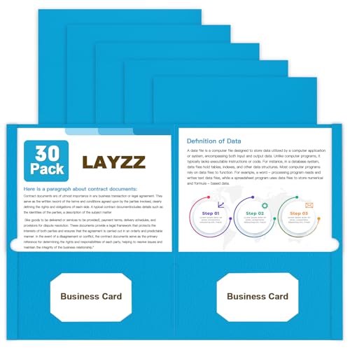 Folders with Pockets, LAYZZ 30 Pack Paper Pocket Folders, 2 Pocket File Folder Fits Letter Size Paper, for School Office and Home (Light Blue) - color: Light Blue