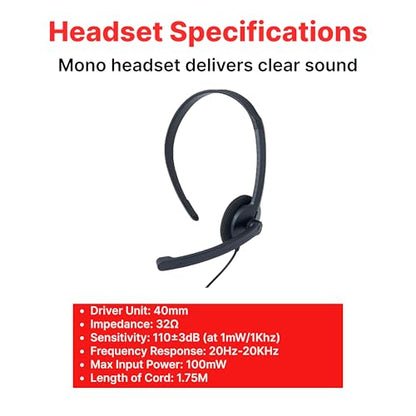Verbatim Mono 3.5mm Wired Headset with Microphone and in-Line Remote, Black - size: 6.33, style: Mono