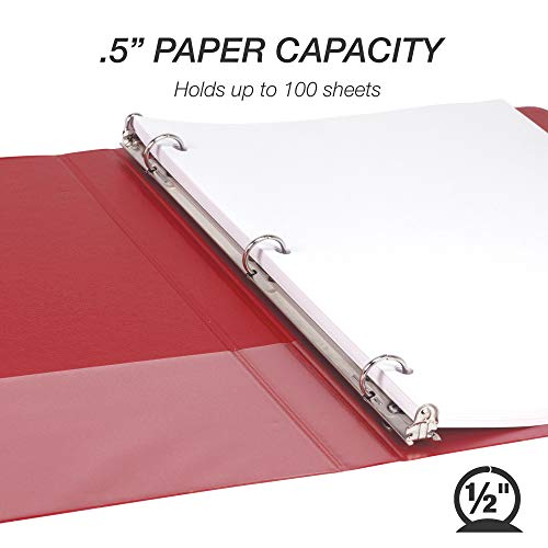 Samsill 8 Pack Durable 0.5 Inch 3 Ring Binders, Round Ring, Clear View Cover for Presentations, Red - color: Red, size: 0.5-Inch