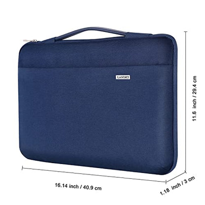 LANDICI 360°Laptop Sleeve Case 15.6 16 Inch Compatible with MacBook Pro 16 M1/M2/M3/M4 2019-2025, 15.6-16” Hp Dell Lenovo Acer Asus, Waterproof Computer Bag Cover with Handle, Blue - color: Blue, size: 15.6-16 inch