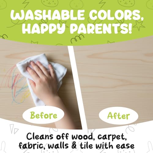 TinyGeeks Jumbo Crayons For Toddlers 3-8 - 18pc Toddler Baby Crayons For Kids Ages 4-8 & 3-4 - With Printed Coloring Sheets - Washable, Non Toxic and Easy To Hold - Perfect for Classroom