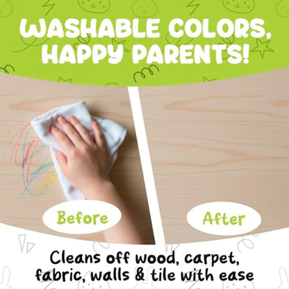 TinyGeeks Jumbo Crayons For Toddlers 3-8 - 18pc Toddler Baby Crayons For Kids Ages 4-8 & 3-4 - With Printed Coloring Sheets - Washable, Non Toxic and Easy To Hold - Perfect for Classroom