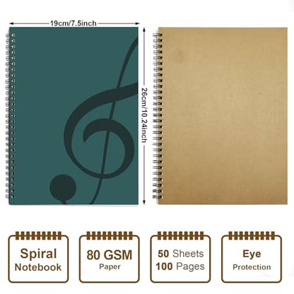 MAXCURY Blank Sheet Music Composition Manuscript Staff Paper Art Music Notebook Black 100 Pages 26x19cm (Water Blue/Ocean Blue) - color: Water Blue/Ocean Blue