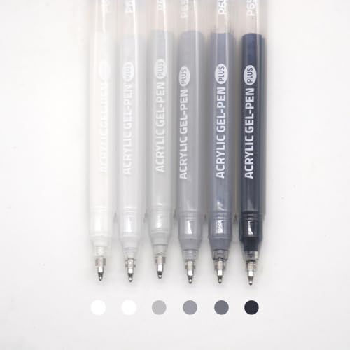 Acrylic Gel Pens for Coloring Books, Quick Dry 6 Pcs 1.0mm Fine Point Gel Marker Pen for Drawing, Journaling Art, Sketch color - color: Sketch color