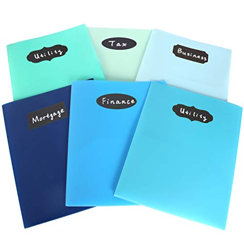 Youngever 6 Pack Heavy Duty Plastic Two Pocket Folders, Heavy Duty Plastic 2 Pocket Folder (Coastal Colors) - color: Coastal Colors