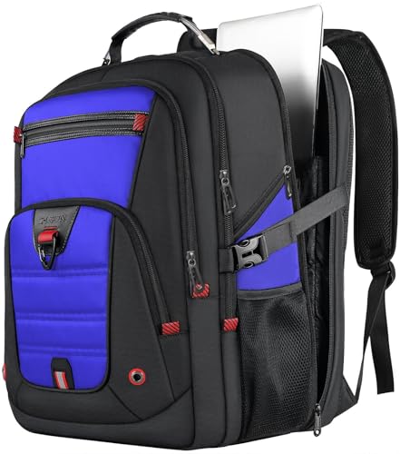 Z-MGKISS 52L Extra Large Travel Backpack for Men&Women, Fit 17.3" Laptops | Long-Term Durability, TSA Friendly,Anti-Theft,Large Capacity,Water Resistant,Heavy Duty,Daypack for Gym College Business Work - color: Blue, size: 17.3 Inch (20''x15''x10'')