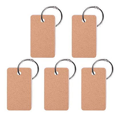 Mini Blank Flash Cards with Binder Rings Kraft Paper Blank Index Cards 4x6 with Punched Holes Easy Flip Flash Card White Study Note Cards Unruled Memo Scratch Pads Small DIY Greeting Cards 5 Pack - color: Brown
