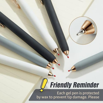 Aesthetic Gel Pens Set, 6PCS 0.7mm Quick Dry Black Ink Pens, Smooth Writing Retractable Journaling Pens, Cute Office School Supplies for Women, Nurses, Teachers & Students - color: Classic - 6 pcs