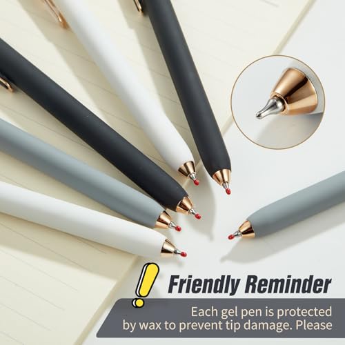 Aesthetic Gel Pens Set, 6PCS 0.7mm Quick Dry Black Ink Pens, Smooth Writing Retractable Journaling Pens, Cute Office School Supplies for Women, Nurses, Teachers & Students - color: Classic - 6 pcs