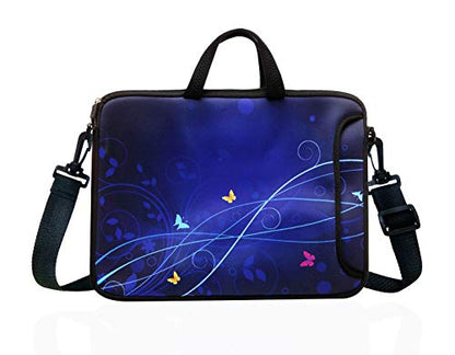14-Inch Neoprene Laptop Shoulder Messenger Bag Case Sleeve for 13 13.3 14 14.1" Inch Notebook/Chromebook (Blue) - color: Blue