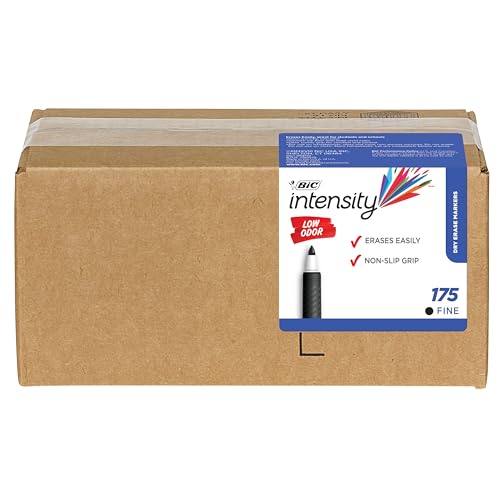 BIC Intensity Black Low Odor Dry Erase Markers, Fine Tip, 175-Count Pack of Erasable Markers With Low-Odor Ink for a Pleasant Writing Experience