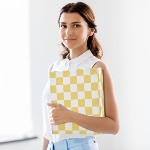 Custom 3 Ring Binder 1.5 Inch Round Rings Yellow Checkered Personalized Name Binders Organizer Fashion View Binder with 2 Pockets for School Office Supplies - color: Multi02