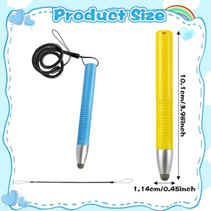 2 Pack Kid-Friendly Stylus Pens for Touch Screens Tablet Stylus Pen with Tether Anti-Rolling Universal Kids Tablet Touch Screen Stylusand for Screen Devices