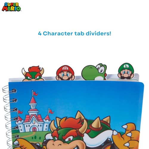 Innovative Designs Super Mario Bros Tab Journal Notebook, Spiral Bound, 96 Lined Pages, 8 x 7 inches - style: Mario