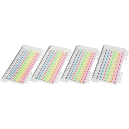 Lined Transparent Sticky Strips Assorted Colors, 0.235 x 5.5 Inch Long Highlighter Flag Tabs Index, Easy to Post, 4 Ruler Dispensers, 560 Pages Total