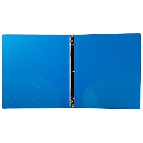 JAM PAPER Plastic 1 inch Binder - Blue 3 Ring Binder - Sold Individually - color: Blue, size: 1 inch