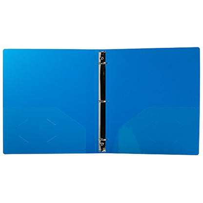 JAM PAPER Plastic 1 inch Binder - Blue 3 Ring Binder - Sold Individually - color: Blue, size: 1 inch