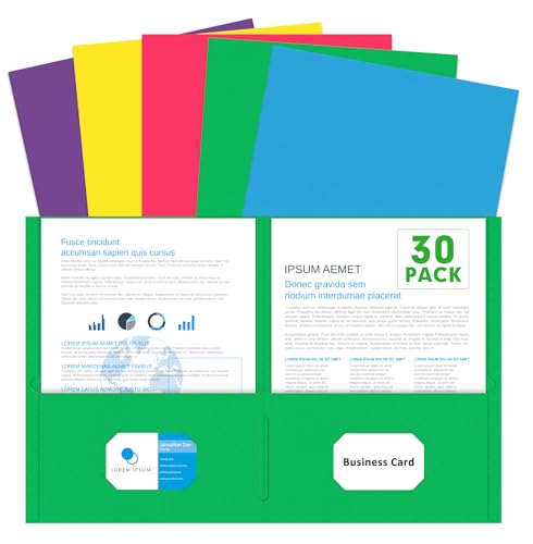Two Pocket Folders, PANDRI 30 Pack 2 Pocket Folders, Letter Size Paper File Folder for School Office Home Business, Assorted 5 Colors - color: Assorted 5 Light Colors