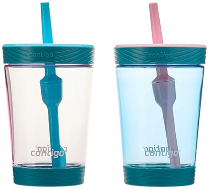 Contigo Kids Spill-Proof 14oz Tumbler with Straw and BPA-Free Plastic, Fits Most Cup Holders and Dishwasher Safe, 2-Pack Strawberry Cream & Blue Raspberry - color: Strawberry Cream & Blue Raspberry, size: 14 Ounces