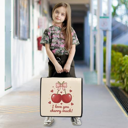 Cute Cherry Zipper Binder with Shoulder Strap, 500 Sheets Capacity, Multiple Pockets 1.5Inch 3 Ring Zipper Binder - color: Cherry