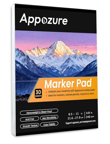 240GSM Bleedproof Sketch Pad for Markers, Acid-Free Heavyweight Smooth Drawing Papers, 8.5"×11" Large Paper Size Glue-Bound, 30 Sheets/60 Pages, Ideal for Artists, Kids, Beginners, Dry Media, Gifts - size: 8.5" ×11"