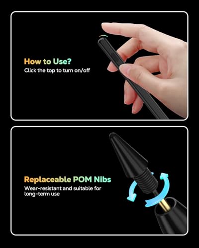 MoKo Pencil for iPad (A16) 11th 10th Gen, Stylus Pen for 2018-2026 Apple iPad 11/10/9/8/7/6/A16, Mini 7/6/5, Air M3/M2 11"/13"/5/4/3, Pro M4 13"/12.9"/11" Tilt Sensitivity, USB-C Fast Charging,Black - color: Black