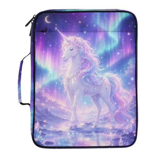 Zipper Binder Case with Handle, Portfolio Organizer 3 Ring Binder, Accordion 6-Tab Expanding File Folder Multiple Pockets Home School Office Documents Storage, Dreamy Starlight Magic Pony - color: Multicolor 13