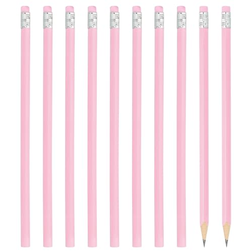 PATIKIL Round Pencils, 48 Pack HB Graphite Pencils with Eraser Wood Pencils Cute Pencil for Classroom Teacher Office Supplies, Light Pink - color: Light Pink
