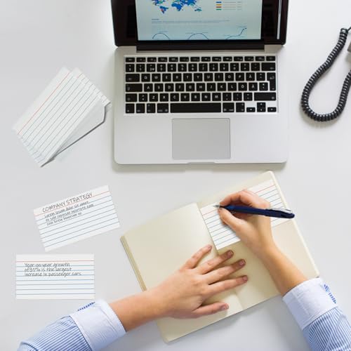 2000 Count White Index Cards 3x5, Lined Note Cards, Notecards, Study Cards, Flash Cards for Studying School Note Taking Office College Supplies, White - color: White