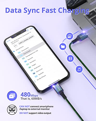 JIUWFOX 3Pack 10 ft USB C to USB C Cable 60W Fast Charging for iPad Pro/Air/mini, iPhone 17/17 Pro/17 Pro Max, Galaxy S25 S24 A56 A36, Green
