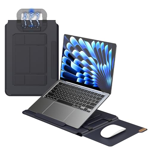 Nillkin Laptop Sleeve 16.2 inch, PU Leather Sleeve with 2 Mode Stand | Magnetic Carry Go Handle | for HP Dell ASUS MacBook 15, for Samsung Laptop 13-15.6 inch Bag Case (Black) - color: Black, size: 16.2 inch
