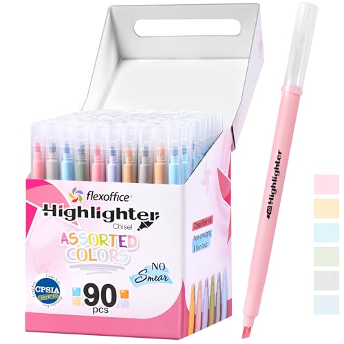 FLEXOFFICE 90 Count Bible Highlighters No Bleed Through, 6 Morandi Colors, Muted Pastel Highlighter Markers Assorted Colors Bulk for Study Bible, Journaling Supplies