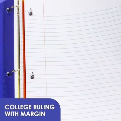 BAZIC Products College-Ruled Filler Paper, 3-Hole Punched, 100 Sheets | 10.5 x 8 in, 3-hole punched, fit 3-ring binders, notes and homework - color: College Ruled (100 Sheets), size: 1-Pack