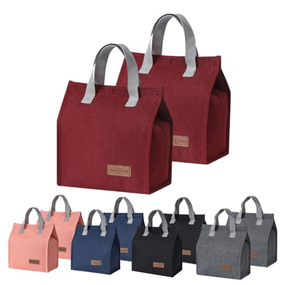 2Pcs Red Lunch Bag Insulated, Lunch Box Bag, Reusable Lunch Tote Bag | small lunch tote,tasty food lunch bag,small cooler bag,Lunch Box Container Bag Insulated for Women, Men, Work, Office, Travel - color: Red