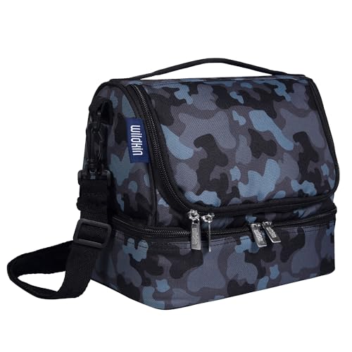 Wildkin Two Compartment Lunch Bag, Black Camo | Two-compartment, insulated lunch box — coordinates with matching Wildkin backpacks and water bottles - color: Black Camo