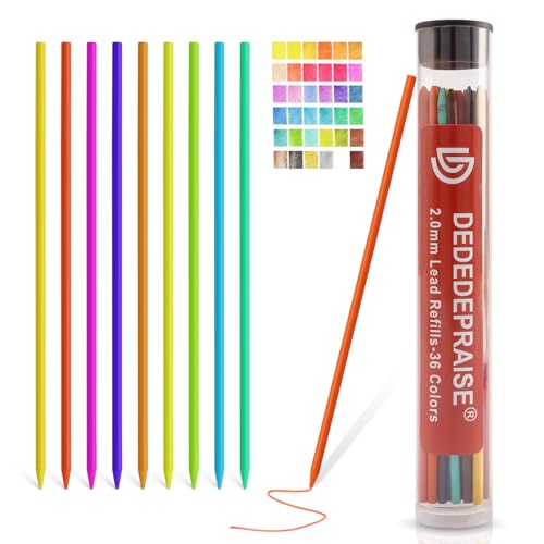 2.0mm Mechanical Pencil Lead 36 pcs with Clip Colorful Graphite Pencil Lead Pencil For Construction, Draft Drawing, Crafting, Art Sketching - color: Colorful 2.0mm Pencil Leads - 36 pcs
