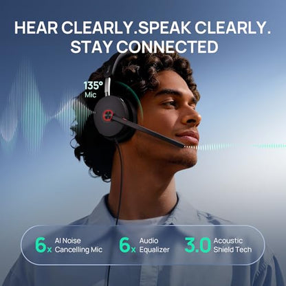 Yealink UH48 ANC Wired USB-C/A Headset,6 AI Noise-Canceling Microphones | Teams/Zoom Certified, Dual-ear Headphones, Call Center,Home,Plug & Play for Laptop/Phone/Computer,Dynamic EQ, 360° Busylight