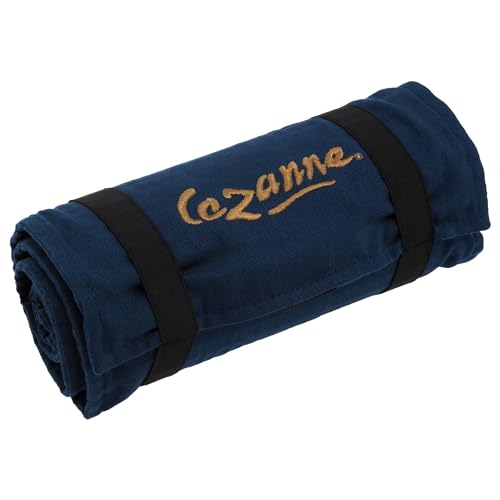 Cezanne Artist Pencil Case - Durable Blue Cotton Canvas Roll-Up Travel Art Case w/ Zipper Art Pouch for Artists, Professionals - Lightweight, Portable Organization - up to 72 Colored Pencils - size: 72