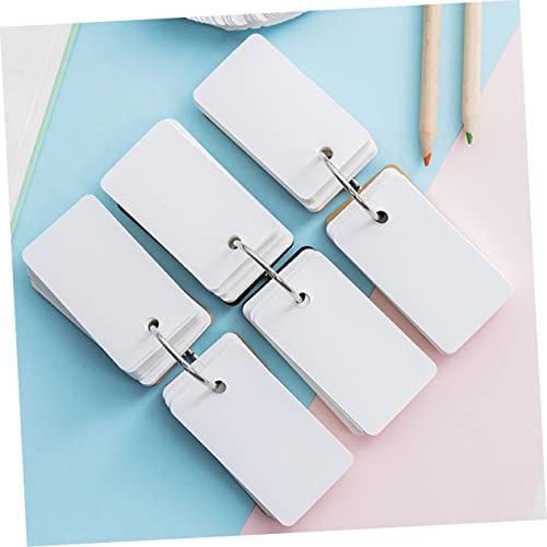 Lurrose 8pcs Blank Flashcards with Binder Ring Portable Memory Cards for Studying Simple Black Paper Cover and Kraft Paper Design for Notes DIY Learning Tools - size: 7X4CM