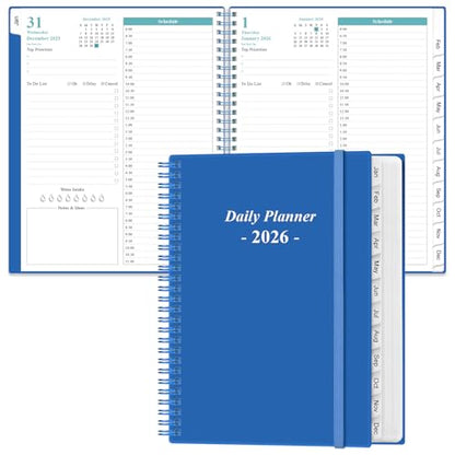 Daily Planner 2026 Full Page Per Day- 2026 Daily & Monthly Planner from January 2026 to December 2026, Day Planner 2026 with 12 Months Tabs, 8.5" x 11", Blue - color: Blue, size: 8.5" x 11"