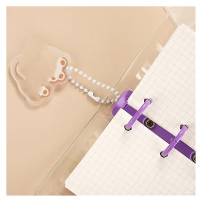 NSKQUFDNFKA JIANWU Cute Mini 3 Ring Loose-leaf Book Transparent Portable Student Journal Binder Notebook Kawaii Stationery School Supplies(Blank 80sheets)